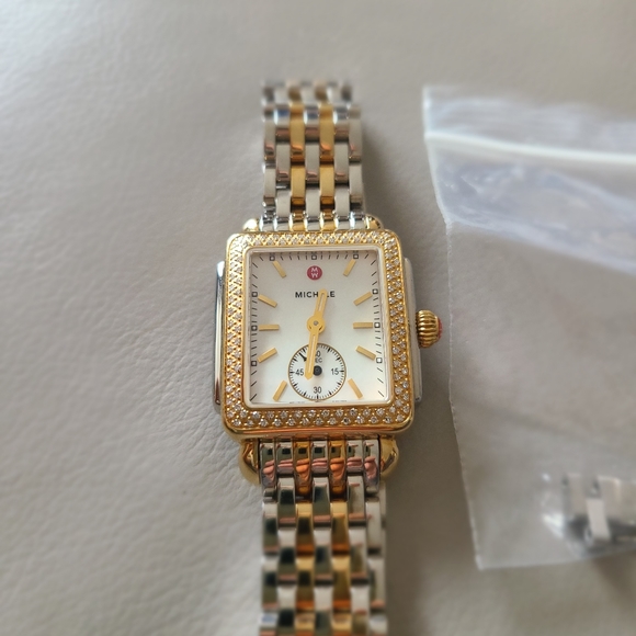 MICHELE Deco 16 Two Tone Diamond Gold and Silver Ladies Watch MWW06V000023 - Picture 2 of 6